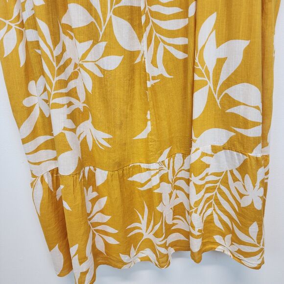 Old Navy Floral Midi Dress Size 2X Yellow One Ruffle Shoulder Tropical Breezy - Picture 11 of 16